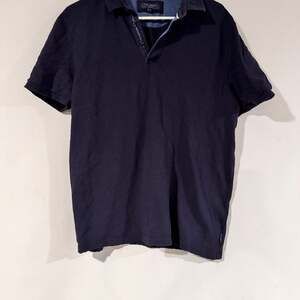 Ted Baker Men's Navy Textured Zip Short Sleeve Polo Shirt